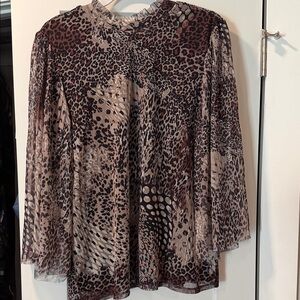 Chico's Animal Print Sheer Blouse